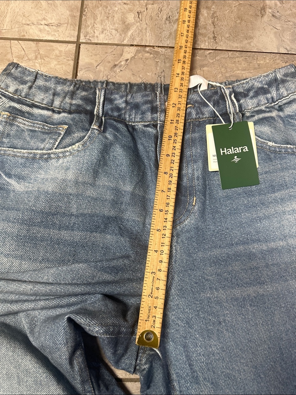 HALARA Wide-Leg denim print sweatpants jeans Sz XL - Picture 5 of 9